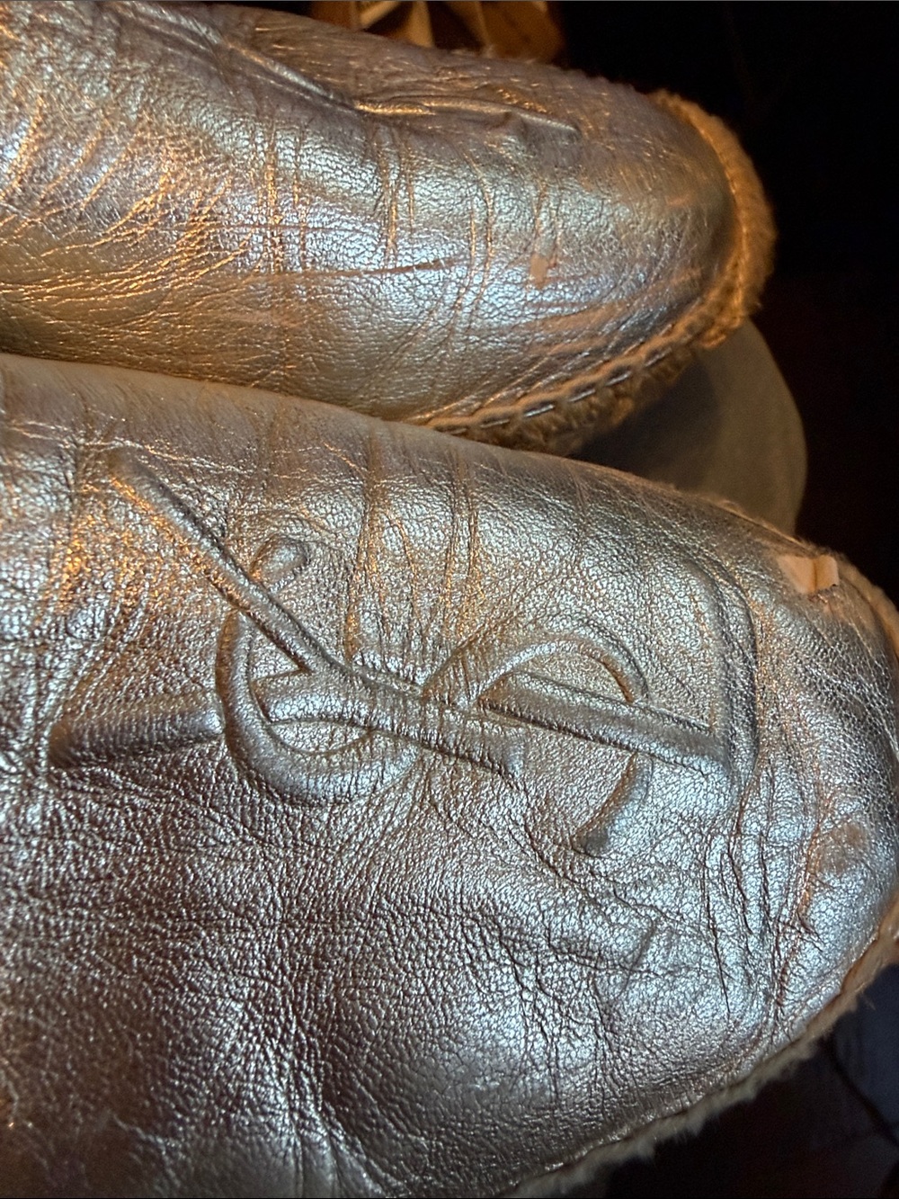 Saint Laurent Metallic Gold Leather Loafers with YSL Logo - Picture 3 of 4